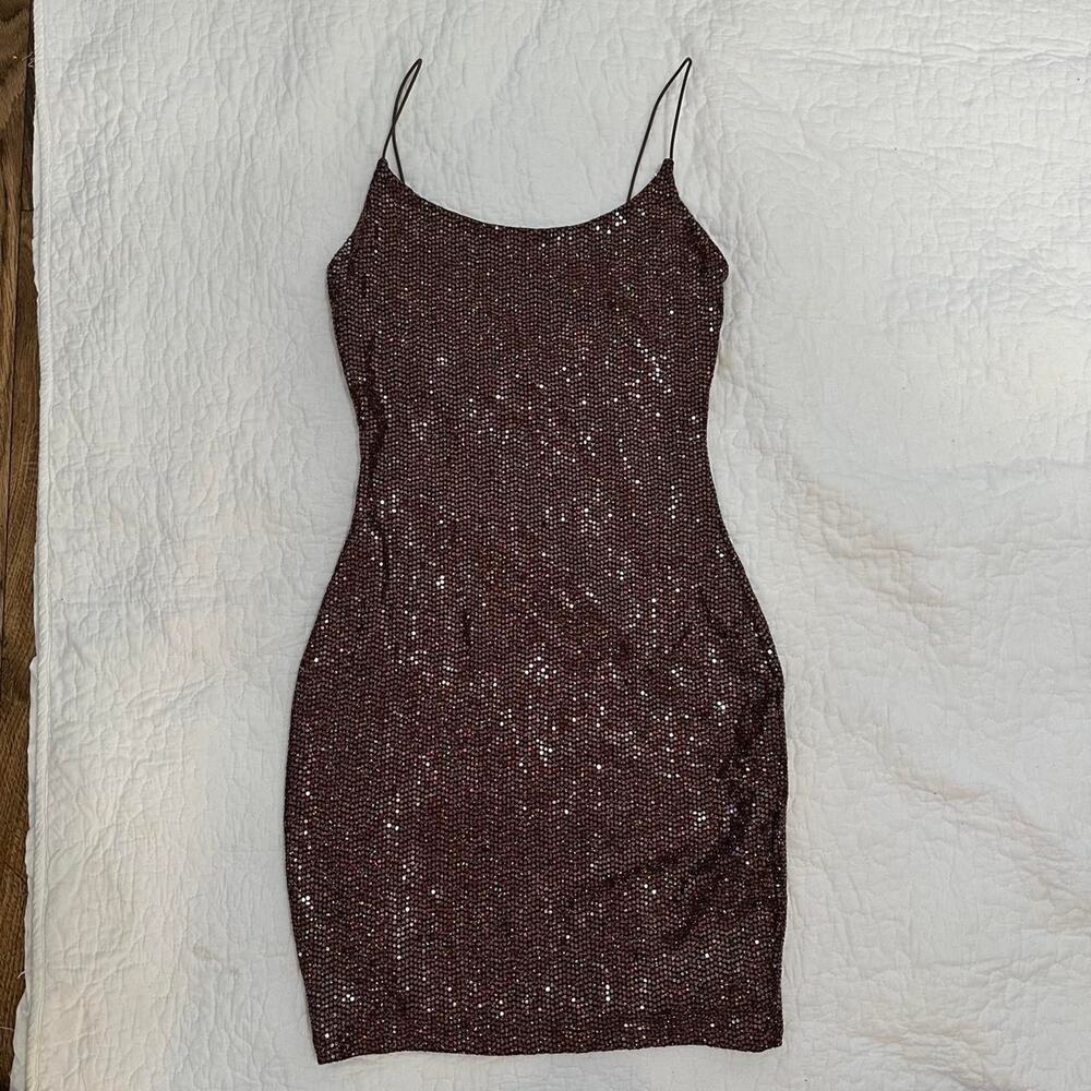 Lovely day brown sequin mini dress